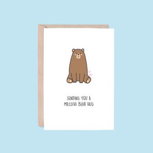 Bear Hug Greeting Card | Bear (Sympathy Card, Bereavement Card, Condolences Card, Mental Health Card, Thinking of You Card, Cute Card)