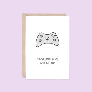 Levelled Up Greeting Card | Game Controller (Birthday Card, Kids Birthday Card, Millennial Birthday Card, Funny Card, Pun Card, Cute Card)