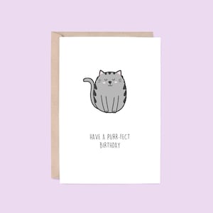Purr-fect Birthday Greeting Card | Cat (Birthday Card, Animal Birthday Card, Kids Birthday Card, Funny Card, Pun Card, Cute Card, Cat Lover)