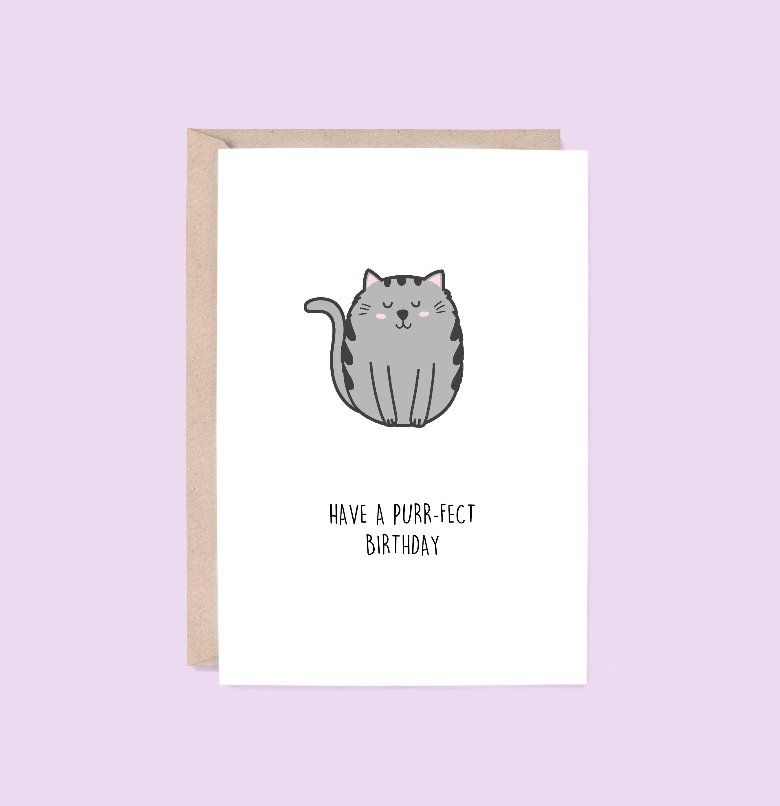 Purrfect Birthday Greeting Card Cat birthday Card, Animal Birthday