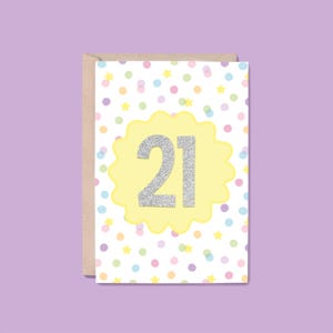 21 Years Milestone Greeting Card | Number (21st Birthday Card, Milestone Birthday Card, Adult Birthday Card, Congratulations Card)
