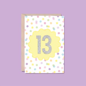 13 Years Milestone Greeting Card | Number (13th Birthday Card, Milestone Birthday Card, Teenage Birthday Card, Congratulations Card)