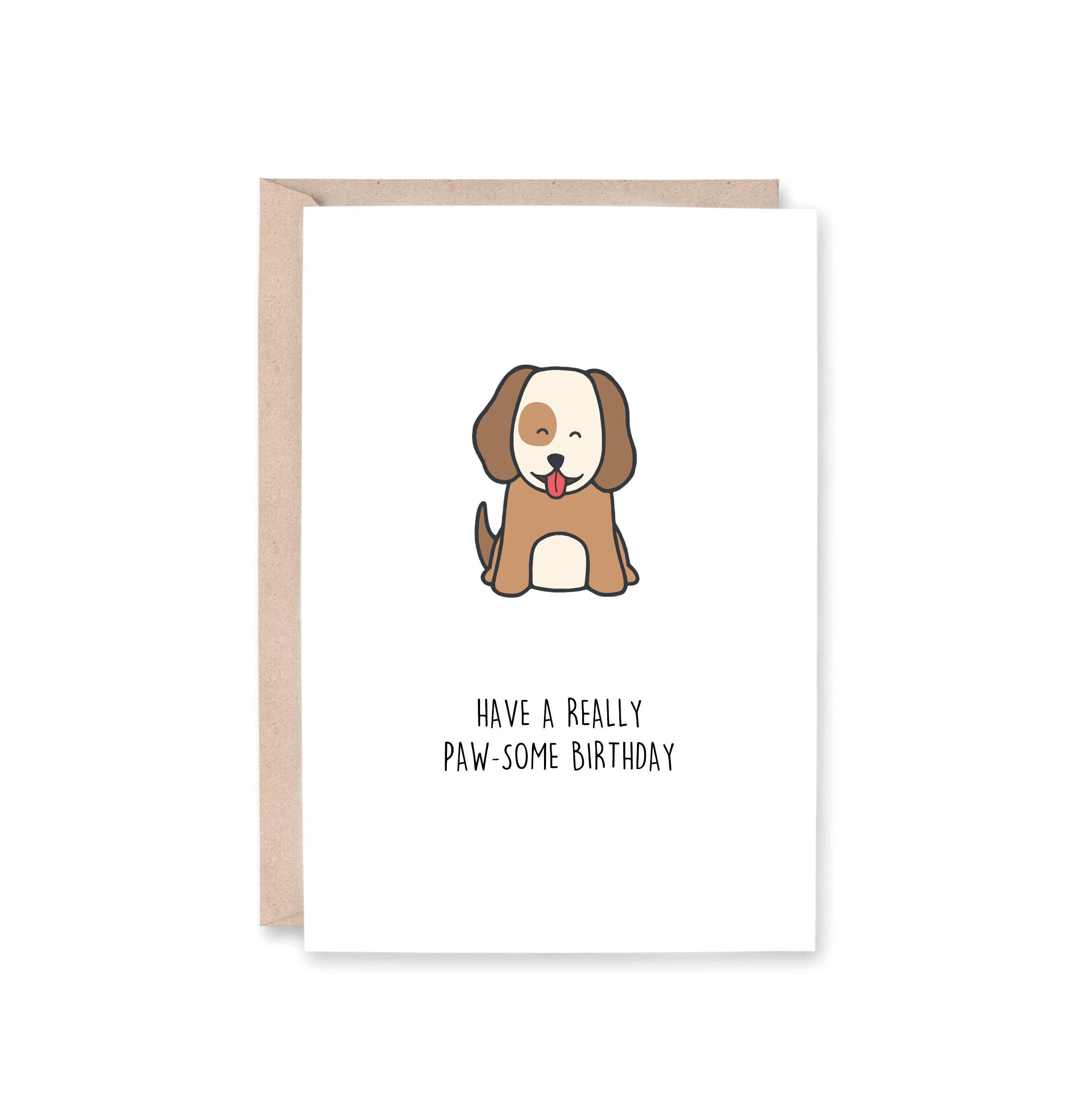 Pawsome Birthday Card Dog Puppy funny Card Pun Card Etsy Australia