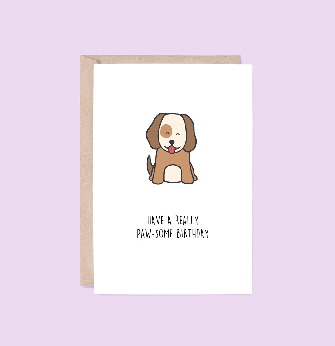 Paw-some Birthday Greeting Card Dog birthday Card, Animal Birthday Card