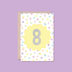 8 Years Milestone Greeting Card | Number (8th Birthday Card, Milestone Birthday Card, Milestone Anniversary, Sober Anniversary Card)