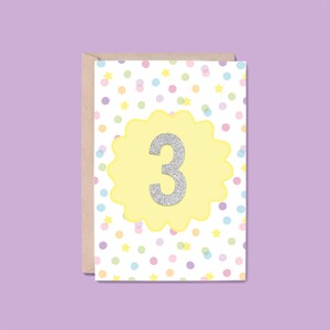 3 Years Milestone Greeting Card | Number (3rd Birthday Card, Milestone Birthday Card, Milestone Anniversary, Sober Anniversary Card)