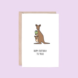 Happy Birthday To 'Roo Greeting Card | Kangaroo (Birthday Card, Animal Birthday Card, Kids Birthday Card, Australian Card, Funny Card)