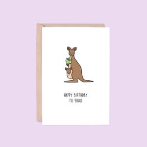 Birthday Card: Happy Birthday To 'Roo | Kangaroo (Animal, Kids, Australian, Funny, Pun, Cute, Whimsical)
