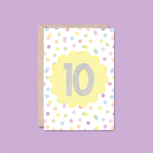 10 Years Milestone Greeting Card | Number (10th Birthday Card, Milestone Birthday Card, Milestone Anniversary, Sober Anniversary Card)