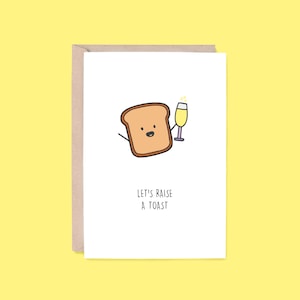 Raise A Toast Greeting Card | Champagne (Congratulations Card, Wedding Card, Birthday Card, Retirement Card, Funny Card, Pun Card)