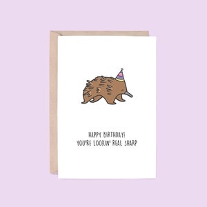 Lookin' Real Sharp Greeting Card | Echidna (Birthday Card, Animal Birthday Card, Kids Birthday Card, Australian Card, Funny Card, Pun Card)