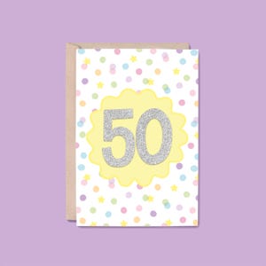 50 Years Milestone Greeting Card | Number (50th Birthday Card, Milestone Birthday Card, Milestone Anniversary, Sober Anniversary Card)