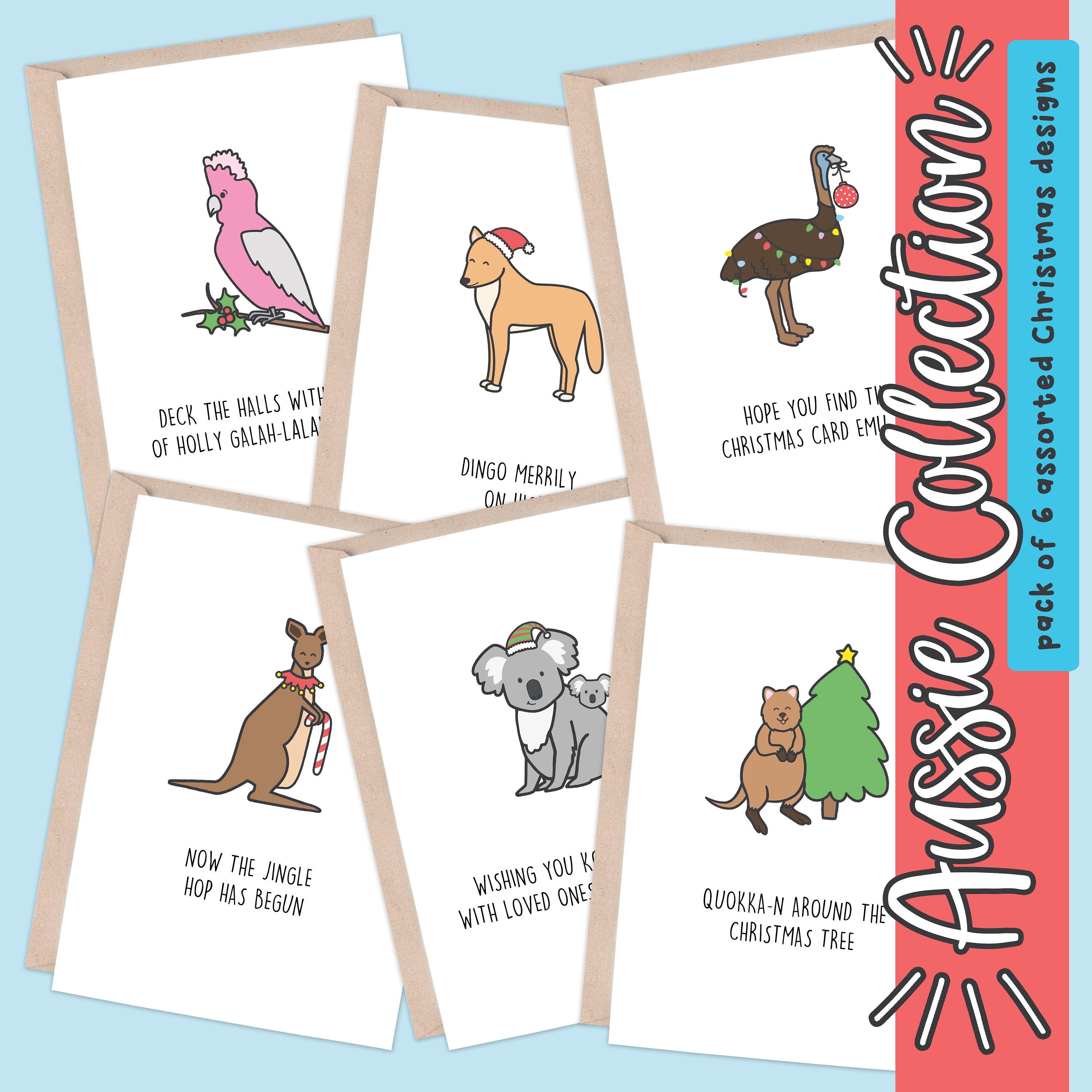 Deck the Halls Christmas Greeting Card Galah christmas Card, Funny Card ...