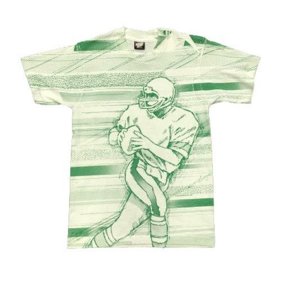 Screen Stars Football Green All Over Print T-Shir… - image 1