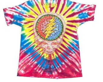 Vintage Fruit of the Loom 1994 Grateful Dead Stained Glass Tie Dye T-Shirt - Maat XL