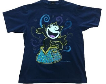 Veranderingen Felix the Cat Cartoon Blauw T-Shirt - Maat Groot