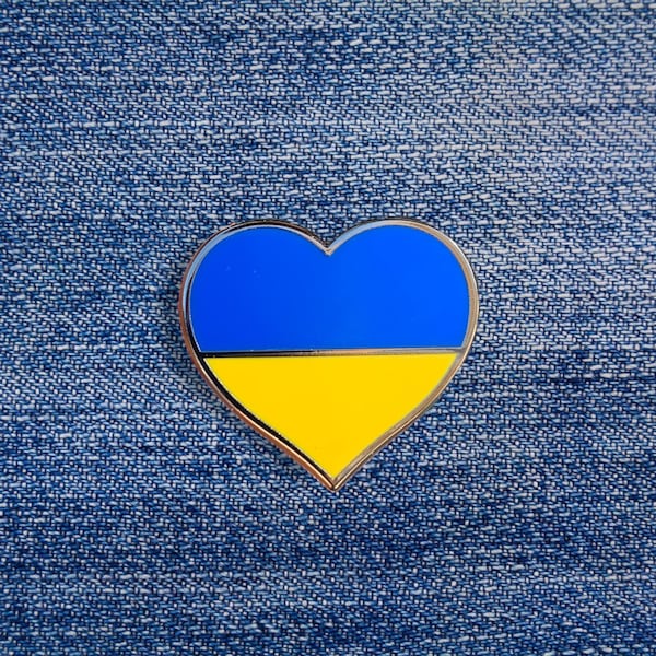 Ukraine Heart Flag Hard Enamel Metal Lapel Pin