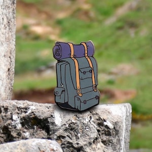 Hiking Backpack Hard Enamel Pin – Outdoor Camping Pin, Hiker Gift, Adventure Badge for Backpackers, Souvenir