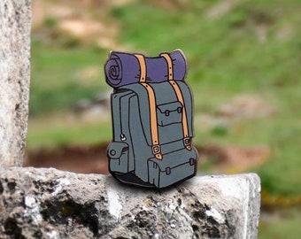 Hiking Backpack Hard Enamel Pin: Outdoor Camping Pin, Hiker Gift, Adventure Awaits Souvenir