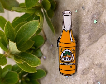 Jarritos Mandarina Orange Soda Enamel Pin – Mexican Bottle Pin, Latino Art Gift, Foodie Souvenir, Cute Hard Enamel Lapel Pin