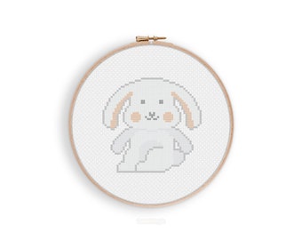 Cute Kawaii Bunny Rabbit Digital Cross Stitch Pattern
