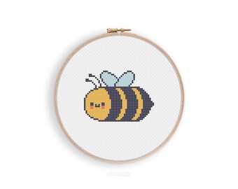 Cute Kawaii Bee Digital Cross Stitch Pattern