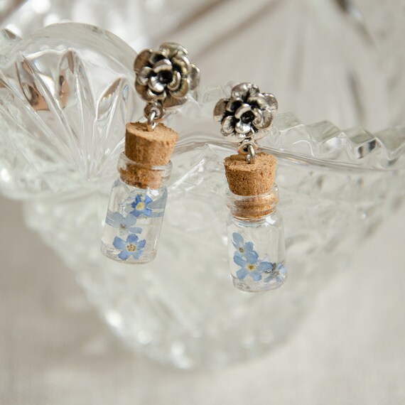 Forget Me Not Aretes Flor Joyería Hecho en Reino Unido Hecho a Mano Regalo Para Mamá