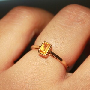 Natural Yellow Sapphire Ring, 18K Solid Yellow Gold, September Birthstone, Christmas Gift