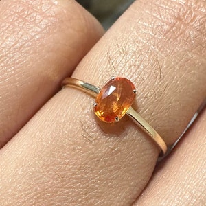 Natural Yellow Sapphire Ring, 14K Solid Yellow Gold, September Birthstone Ring, Statement Solitaire Ring, Minimalist Ring, Christmas Gift