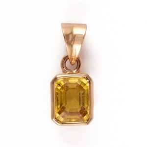 Natural Yellow Sapphire Necklace, Solid 14K Gold Pendant, Yellow Sapphire Pendant, September Birthstone Necklace, Minimalist Gold Necklace