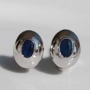 Natural Blue Sapphire Cufflink, Solid 925 Silver, September Birthstone, Men&#39;s Gift, Minimalist cuff links, Minimalist Cuffs, Men&#39;s Jewelry