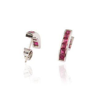 Natural Ruby Studs, Solid 14K Gold Earring, Solitaire Ruby Earring, July Birthstone Studs, Screw Back Earrings, Christmas Gift