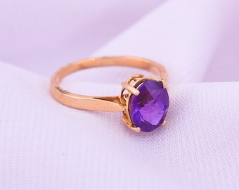 アメジスト Oval Amethyst Ring in 14k Gold - Etsy Canada