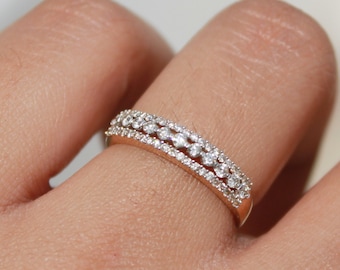 Diamantvigselring, 14k guld, jubileumsring, stapelring