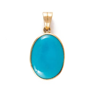 Natural Turquoise Necklace, Solid 18K Gold, Natural Turquoise Pendant, December Birthstone, Minimalist Necklace, Christmas Gift