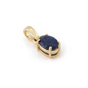Real Blue Sapphire Necklace, Solid 14K Gold Pendant, Natural Blue Sapphire Gold Pendant, Minimalist Necklace, Solitaire Birthstone Necklace