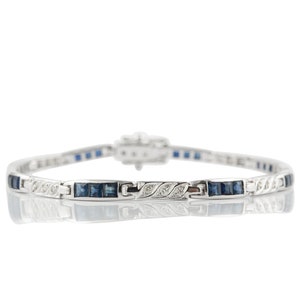Natural Blue Sapphire Diamond Bracelet, Solid 14K Gold Bracelet, Dainty Bracelet, Blue Sapphire Bracelet, Tennis Bracelet, Christmas Gift