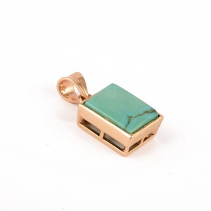 Real Turquoise Gold Necklace, Solid 14K Gold Pendant, Natural Turquoise Gold Pendant, December Birthstone Pendant, Minimalist Gold Necklace