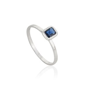 Solid 14K Gold Ring- Natural Blue Sapphire Ring- Stackable Ring- Minimalist Ring- September Birthstone- Dainty Ring- Gift For Her