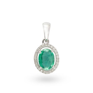 Colar de ouro com esmeralda natural, pingente de ouro branco 18K maciço, pingente de ouro com esmeralda e diamante verdadeiro, colar com pedra de nascimento de maio, colar minimalista