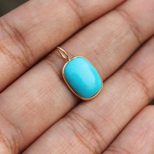 Turquoise Gold Pendant, Solid 18K Gold, December Birthstone Pendant, Turquoise Gold Charm, Turquoise Gold Necklace, Gift For Her