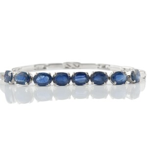 Natural Blue Sapphire Bracelet, Solid 925 Sterling Silver, September Birthstone Bracelet, Minimalist Bracelet, Solitaire Statement Bracelets