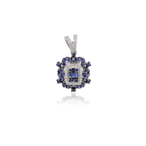 Natural Blue Sapphire Pendant, Solid 18K White Gold Pendant, Real Diamond Pendant, September Birthstone Minimalist Necklace, Christmas Gift