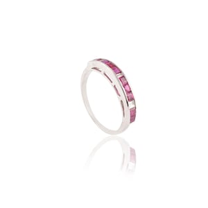 Natural Ruby Gold Band, 14K Solid Gold, Diamond Ring, Ruby Eternity Band, Stackable Ring, Minimalist Ring, Ruby Wedding Band Gift For Her