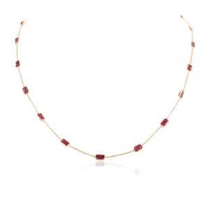 Collar de cadena de rubí natural, collar de oro macizo de 18 quilates, piedra natal de julio, collar minimalista, collar de cadena de rubí.