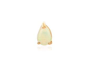 Natural Tear Drop Fire Opal Gold Pendant, Solid 14K Yellow Gold, October Birthstone, Opal Charm, Fire Opal Necklace, Women Jewelry Gift