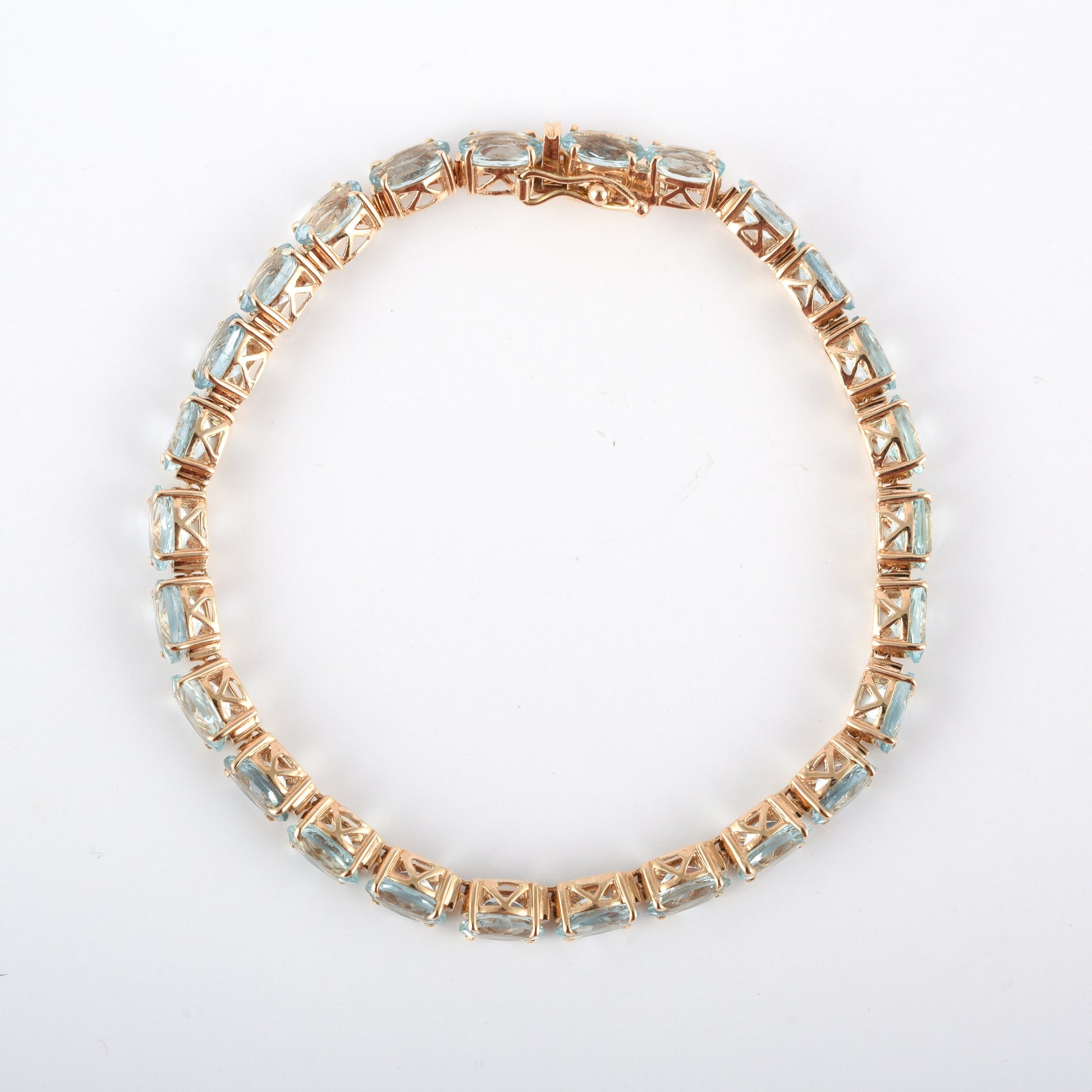 Tennis Aquamarine Gold Bracelet Solid 14K Gold Bracelet Etsy UK