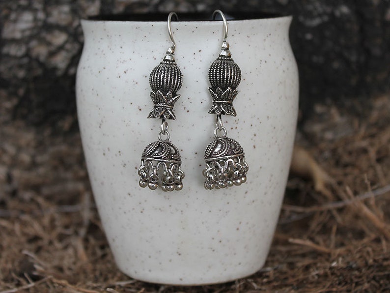 Ethnic Jhumki Oxidized Silver Earring 925 Sterling Silver NEW YEAR PRESENTS
