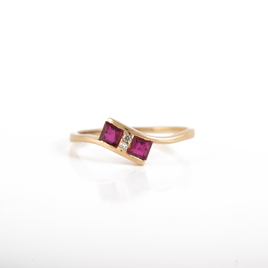 Natural Ruby Diamond 14k Gold Ring | Minimalist Dainty Ruby Ring | July ...