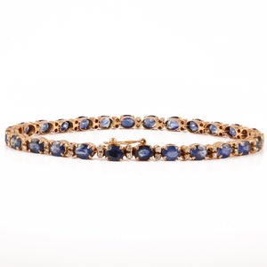 Blue Sapphire Diamond Bracelet, Solid 18K Gold Bracelet, Tennis Bracelet, September Birthstone Bracelet, Minimalist Bracelet, Christmas Gift
